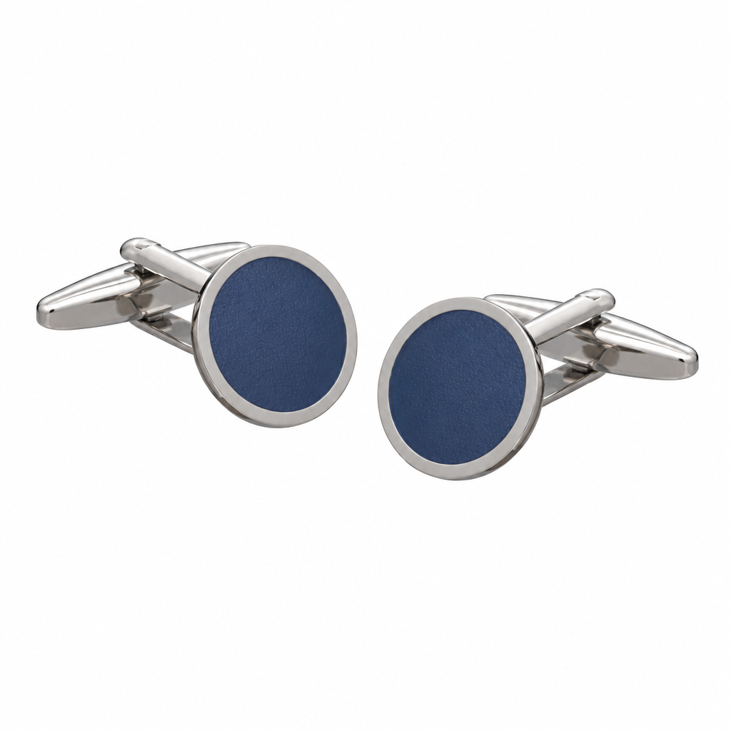 Blaue Manschettenknöpfe silber eingefasst